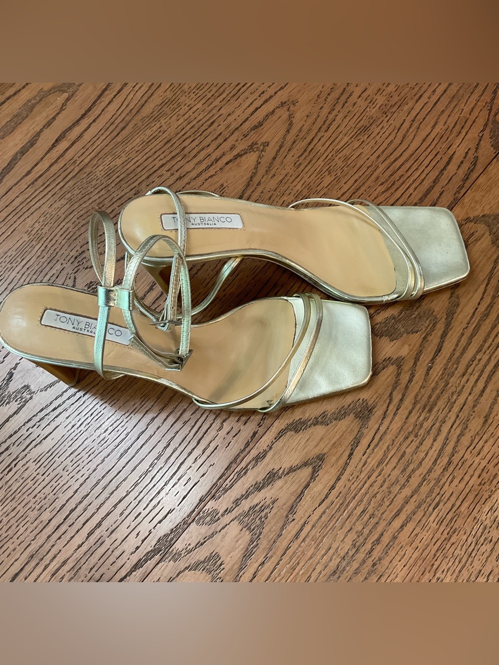 Tony Bianco -Corso Gold Nappa Metallic Strappy Ankle-Heel Sandal. Size 8 - Picture 7 of 11